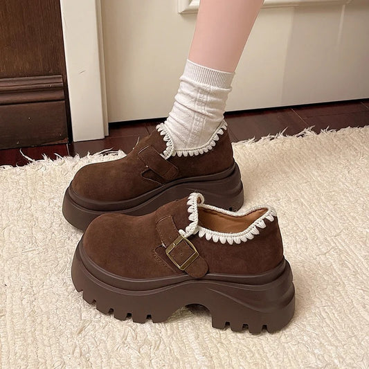 Retro Platform Loafer with Full Coverage & Lace Design